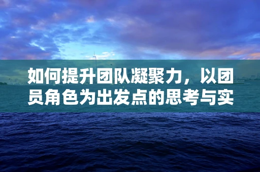 如何提升团队凝聚力，以团员角色为出发点的思考与实践
