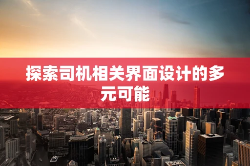 探索司机相关界面设计的多元可能