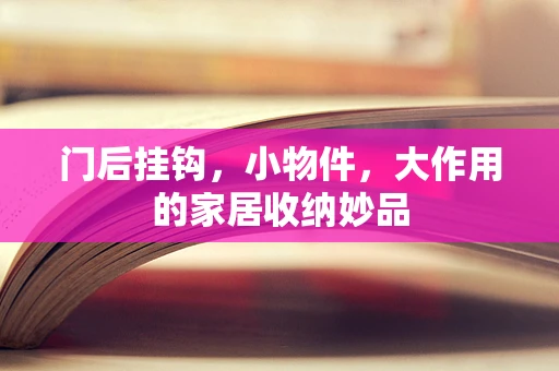 门后挂钩，小物件，大作用的家居收纳妙品
