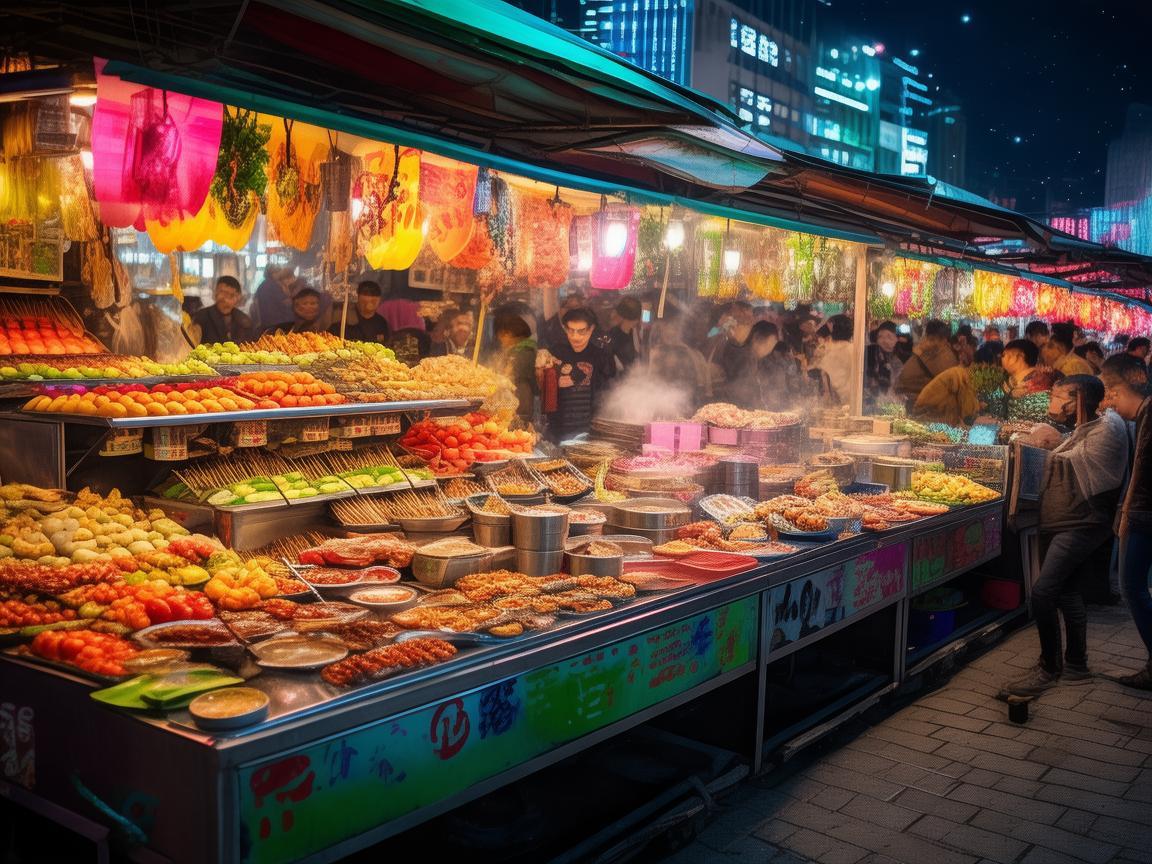 夜市美食节，如何设计一个既吸引眼球又满足味蕾的视觉盛宴？