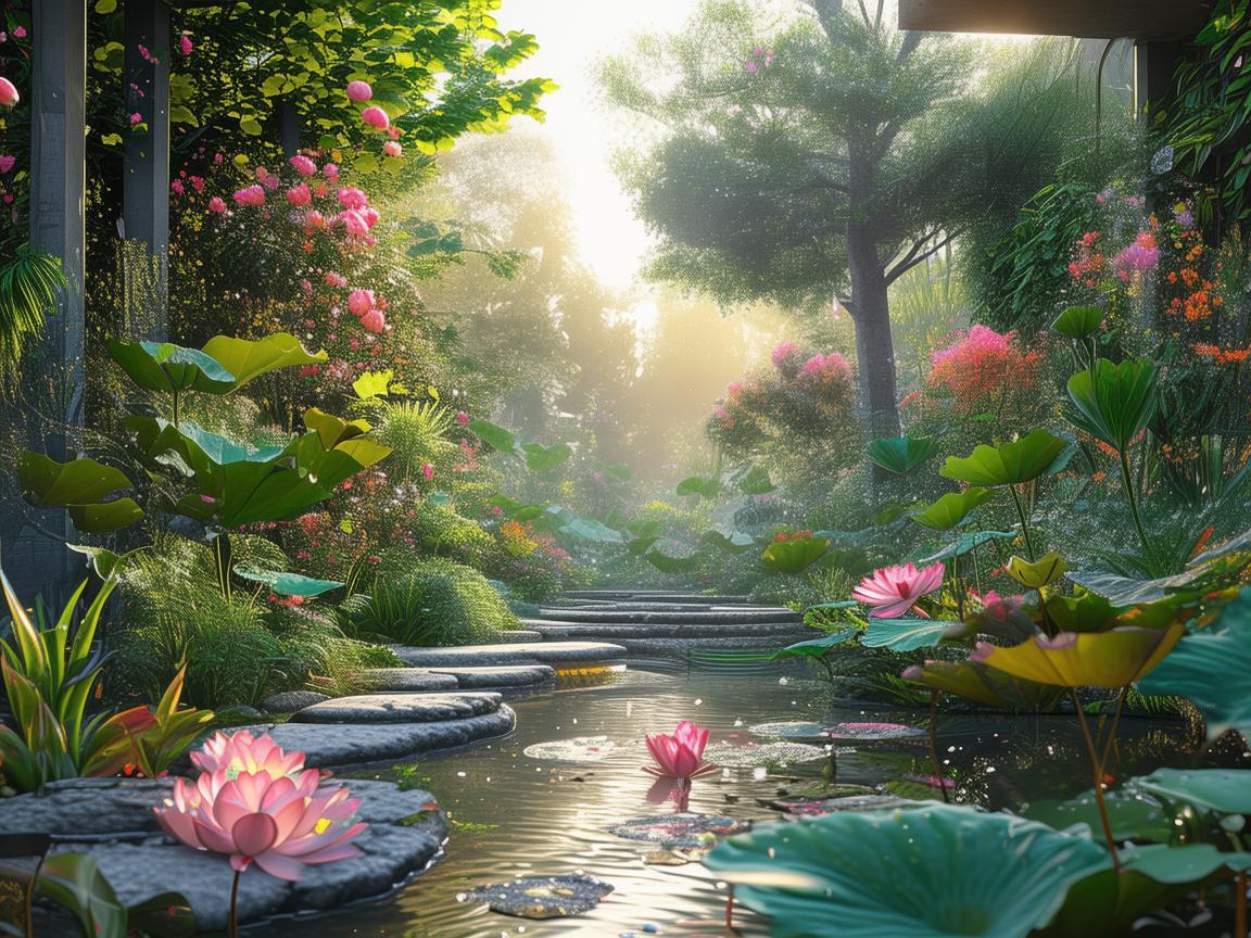 庭院空间，自然与艺术交织的 UI 美学